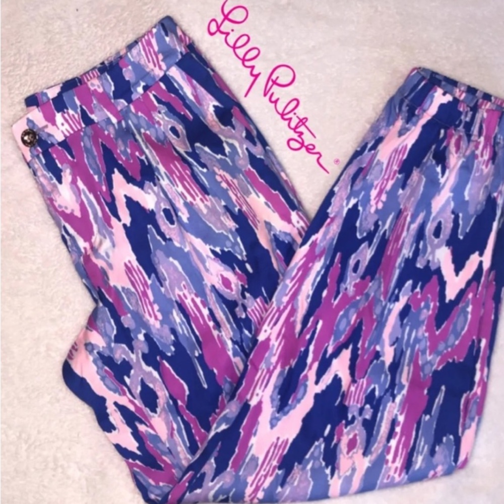 Lilly Pulitzer Pants S 6 Saffron  Amethyst One Too Many Tapered leg preo…